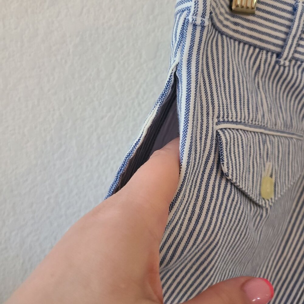 Preswick & Moore US Size 34 100% Cotton Blue White Striped 4.5" Inseam Shorts - Picture 7 of 13